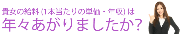 貴女の給料（1本当たりの単価・年収）は年々あがりましたか？